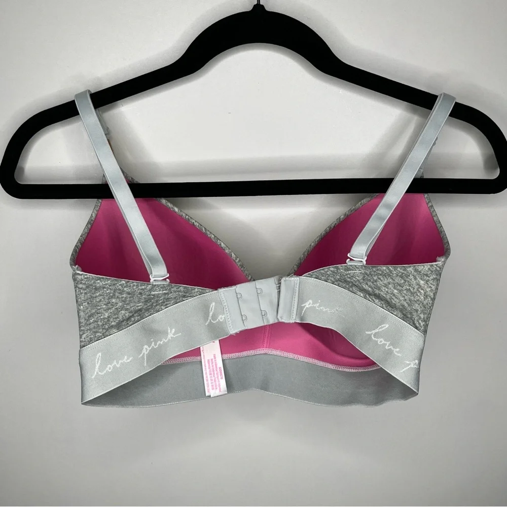 PINK Wear Everywhere Wireless Lightly Lined Bra Heather Grey Size 32DD (E) - Picture 5 of 10